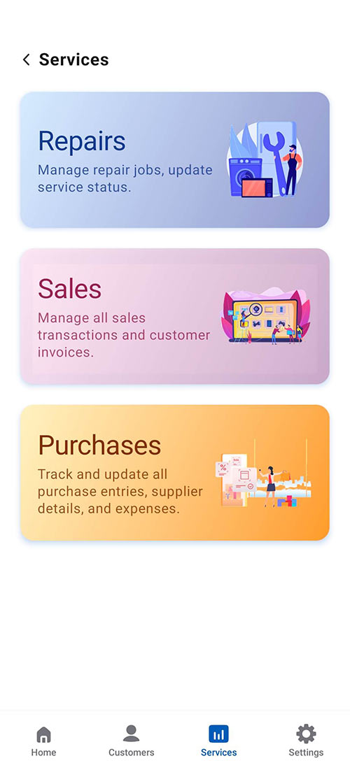 owner desk service list screenshot